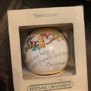 Hallmark Keepsake Ornament with Chipmunks - White and Red